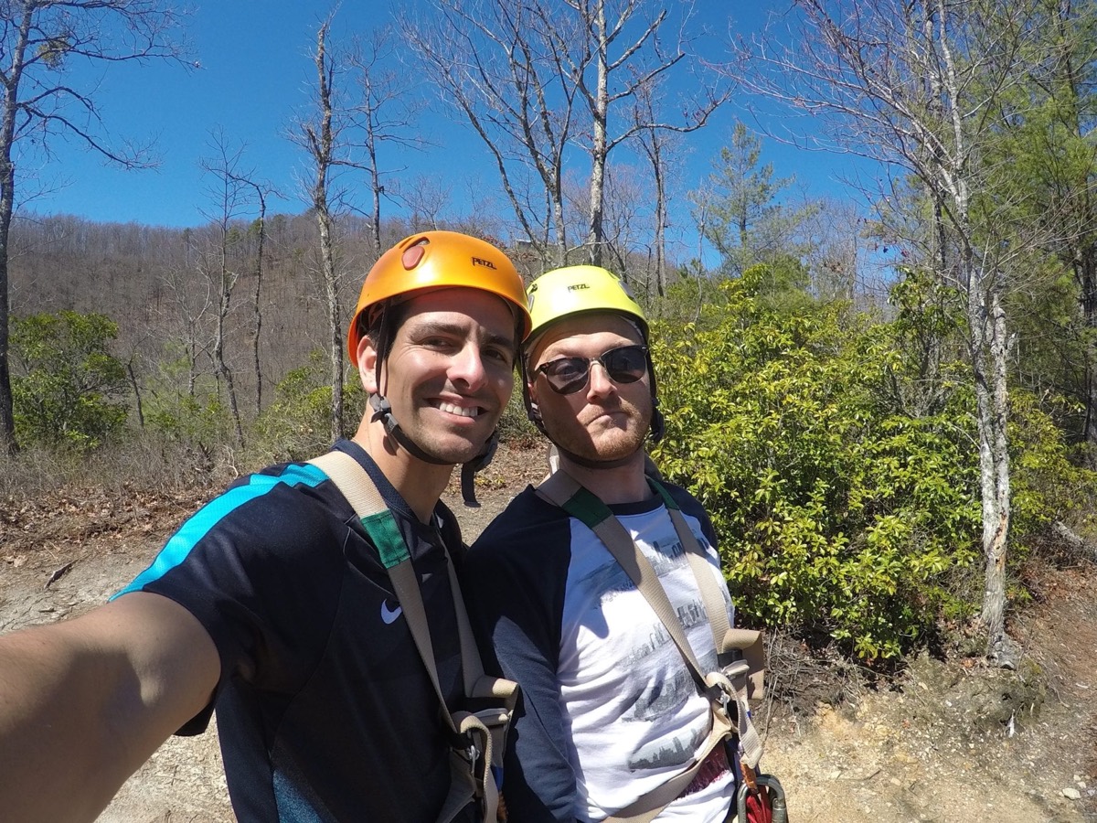 Ken Lear ziplining with his family
